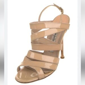 Manolo Blahnik Beige Nude Strappy Heels Sz 36 US 6 Women